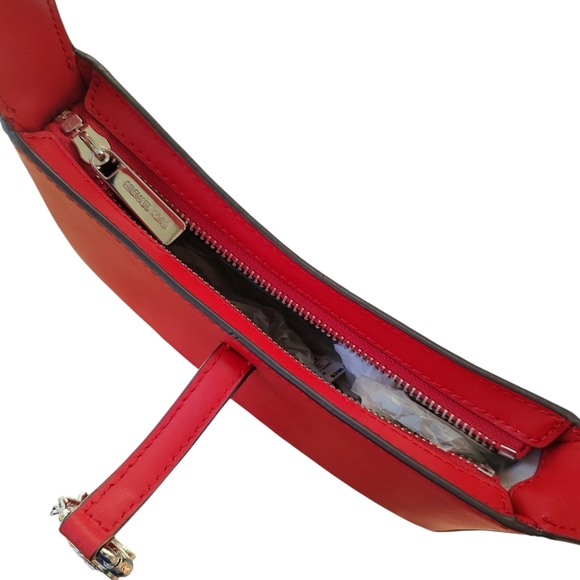 Michael Kors Lyra Red Leather Shoulder Bag - Picture 3 of 6